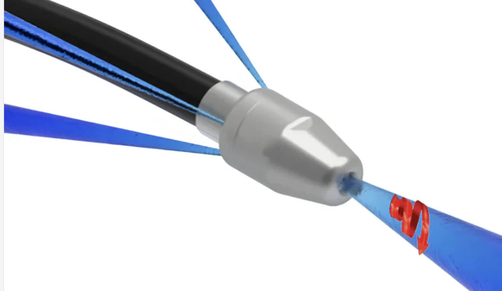 Buse rotative inox 1/4’’ haute pression avec jet avant et jets arrière pour débouchage de canalisations