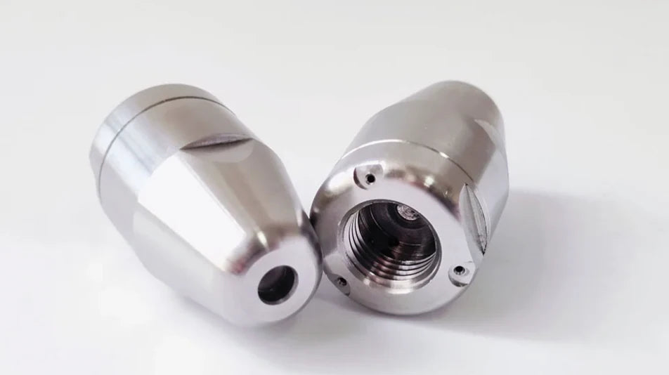 Buse professionnelle pour assainissement et curage haute pression en inox